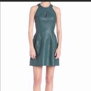 French Connection blue/green leather dress